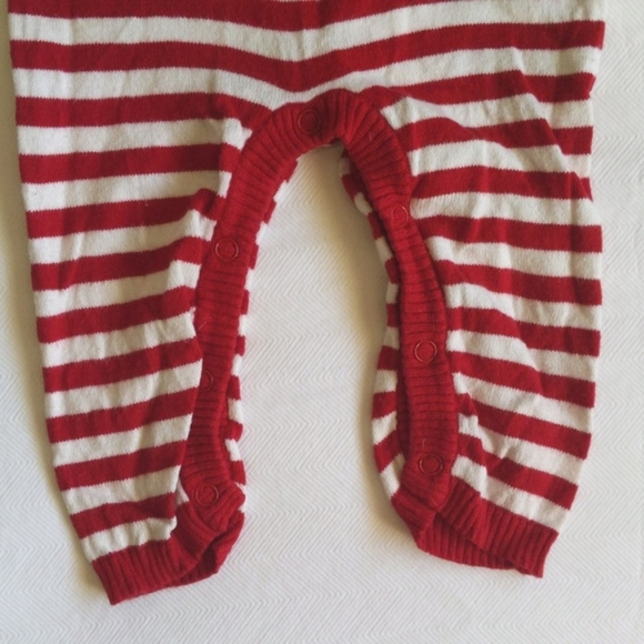 cherokee red & white striped cotton knit sweater jumpsuit 9 months baby unisex - Picture 4 of 6